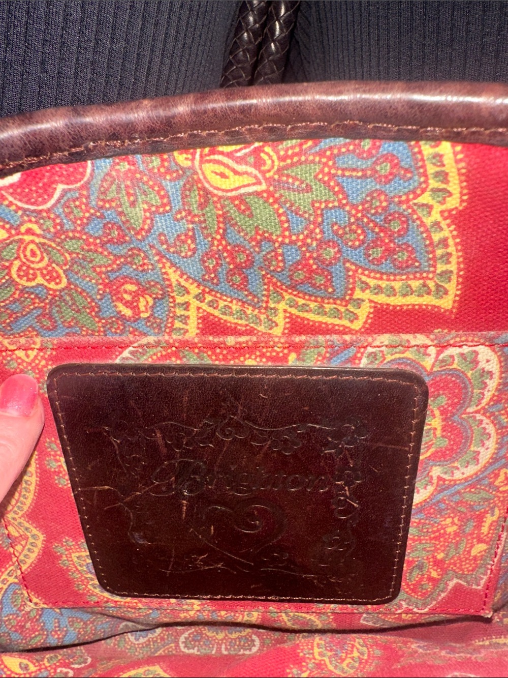 Brighton Woven Straw / Jute Crossbody Bag with Dark Brown Genuine Leather - Picture 9 of 10